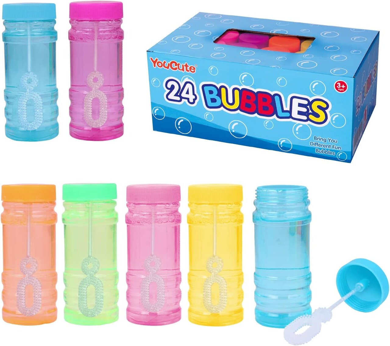 Bubbles 24 Pack Party Favour for Children Bulk Bubble Solution Blowing Wand 2 Dozen Party Supplies Outdoor Toys Wedding Party Christmas Celebration Birthday Fun Gift